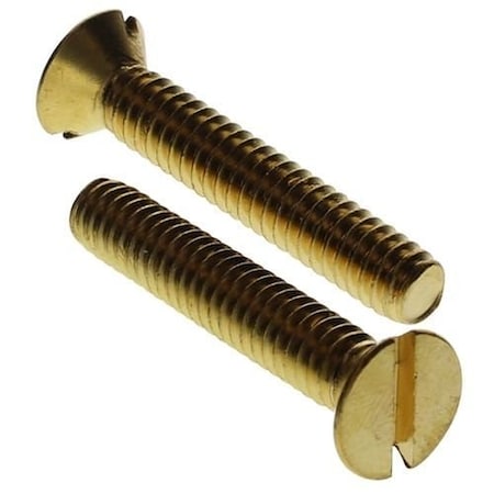 Newport Fasteners #10-32 x 2-1/2 in Slotted Flat Machine Screw, Plain Brass, 100 PK 452757-100